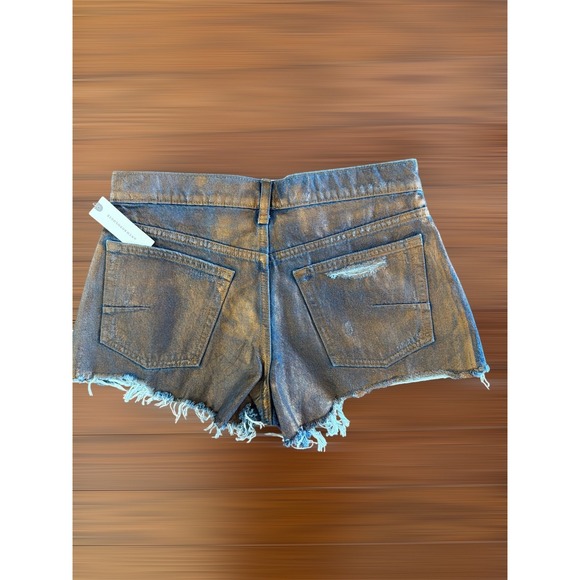 Anthropologie PILCRO Devon Rins Jean Shorts COATED EDITION Sz 27 Metallic Bronze - Picture 2 of 14